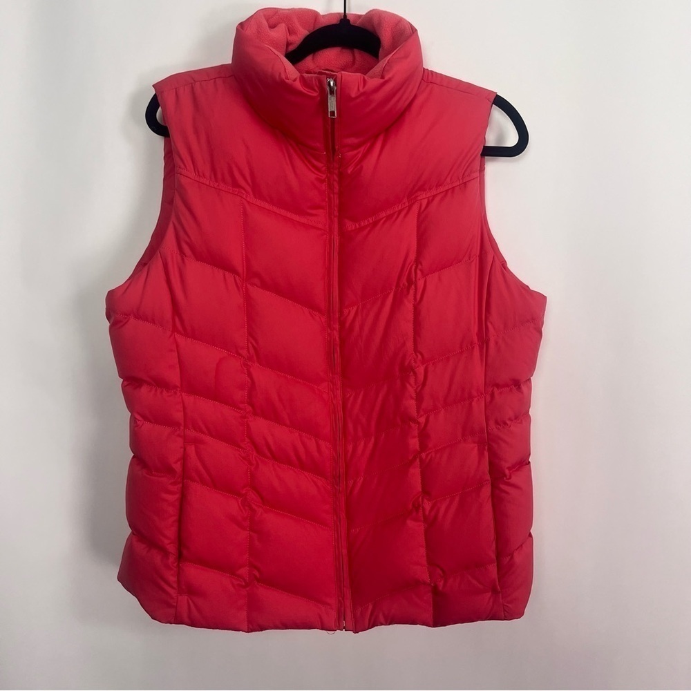 Lands End Girls Pink Puffer Vest Zip Up Sz Medium (10-12)